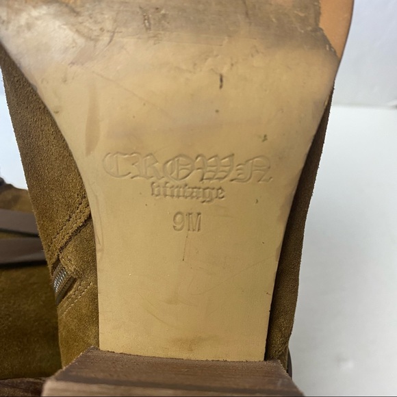 Crown Vintage Gabiann Suede Block Heel Booties - 9 Brown Tan Zipper - Picture 12 of 12